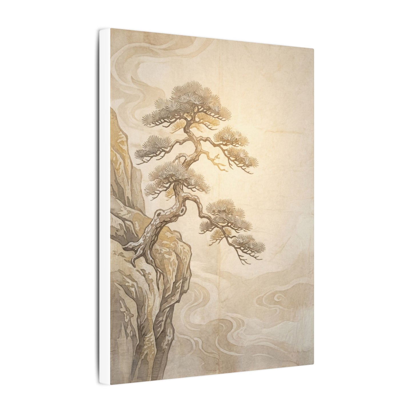Winter Pine Tree Japanese Pattern Canvas Art | Elegant Decor