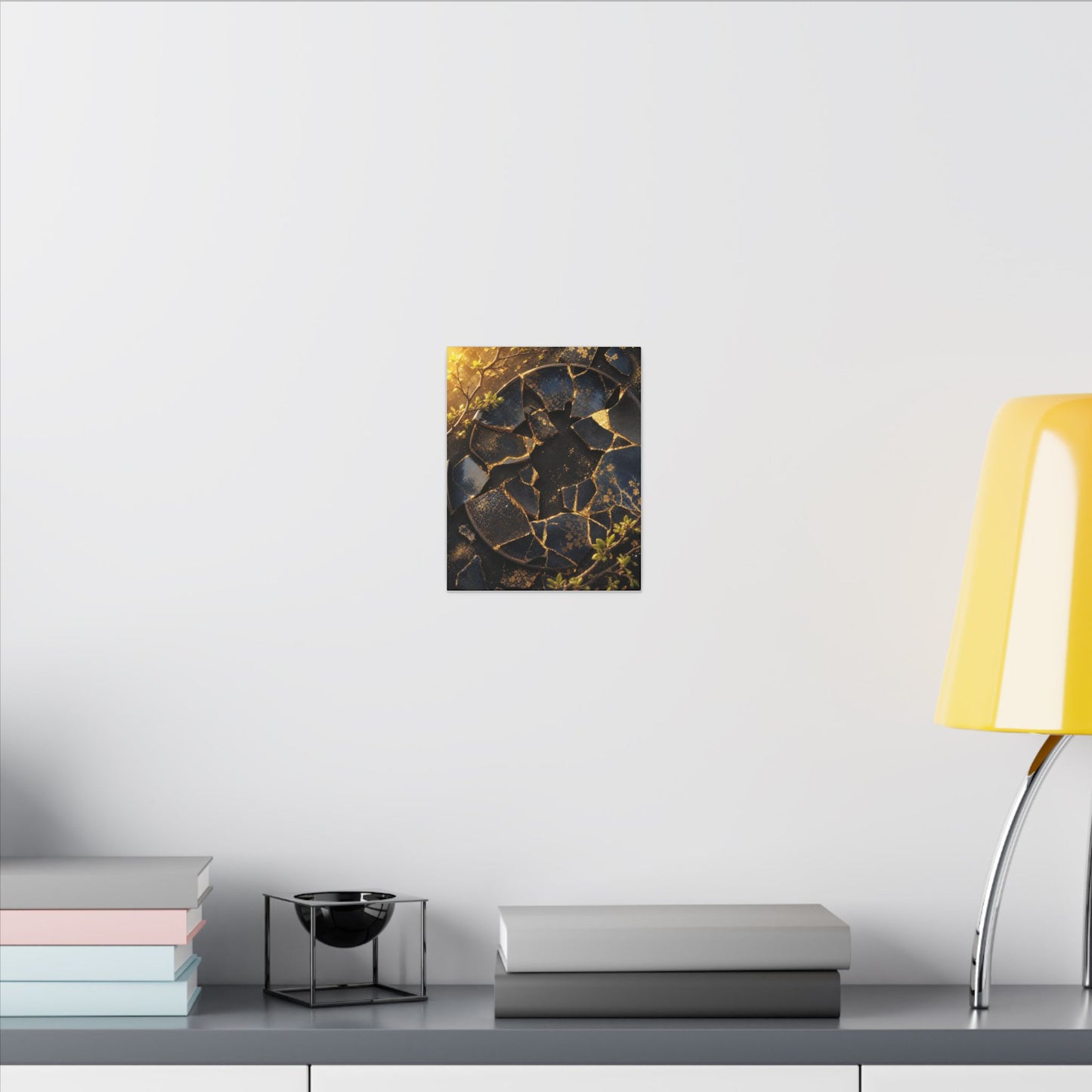 Golden Hour Broken Pottery Canvas Art - Kintsugi Ma