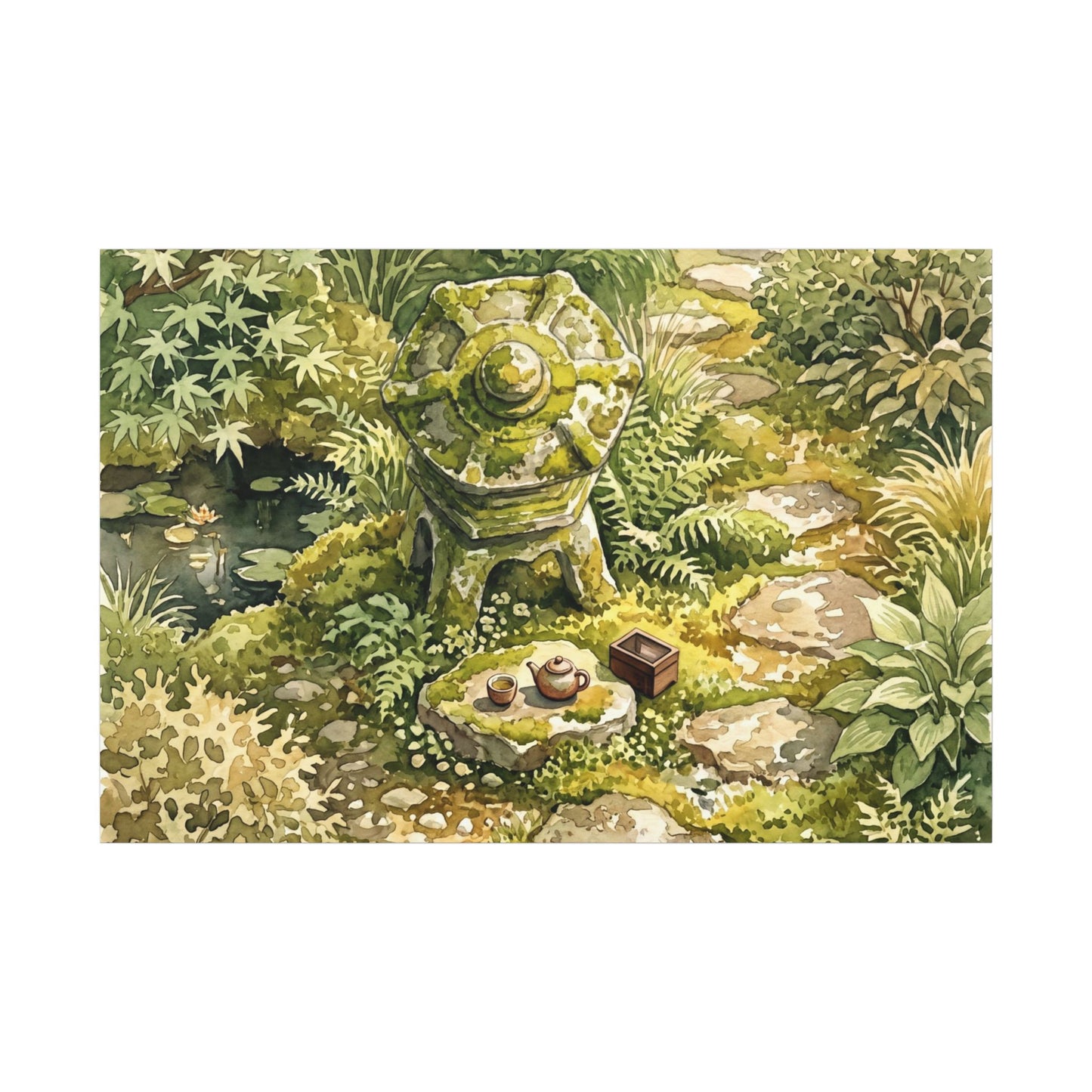 Datsuzoku Stone Lantern Canvas Art - Japandi Watercolor