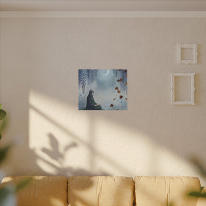 Zen Wisteria in Moonlight | Ukiyo E Inspired Canvas Art