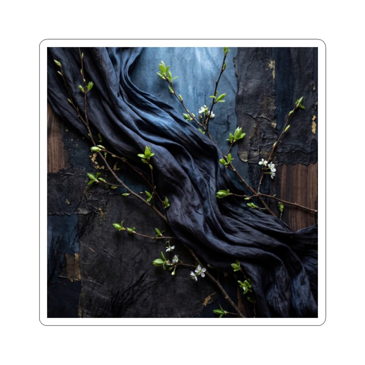 Spring Silk Drape Dark Texture Sticker | Luxurious Decor Art Print