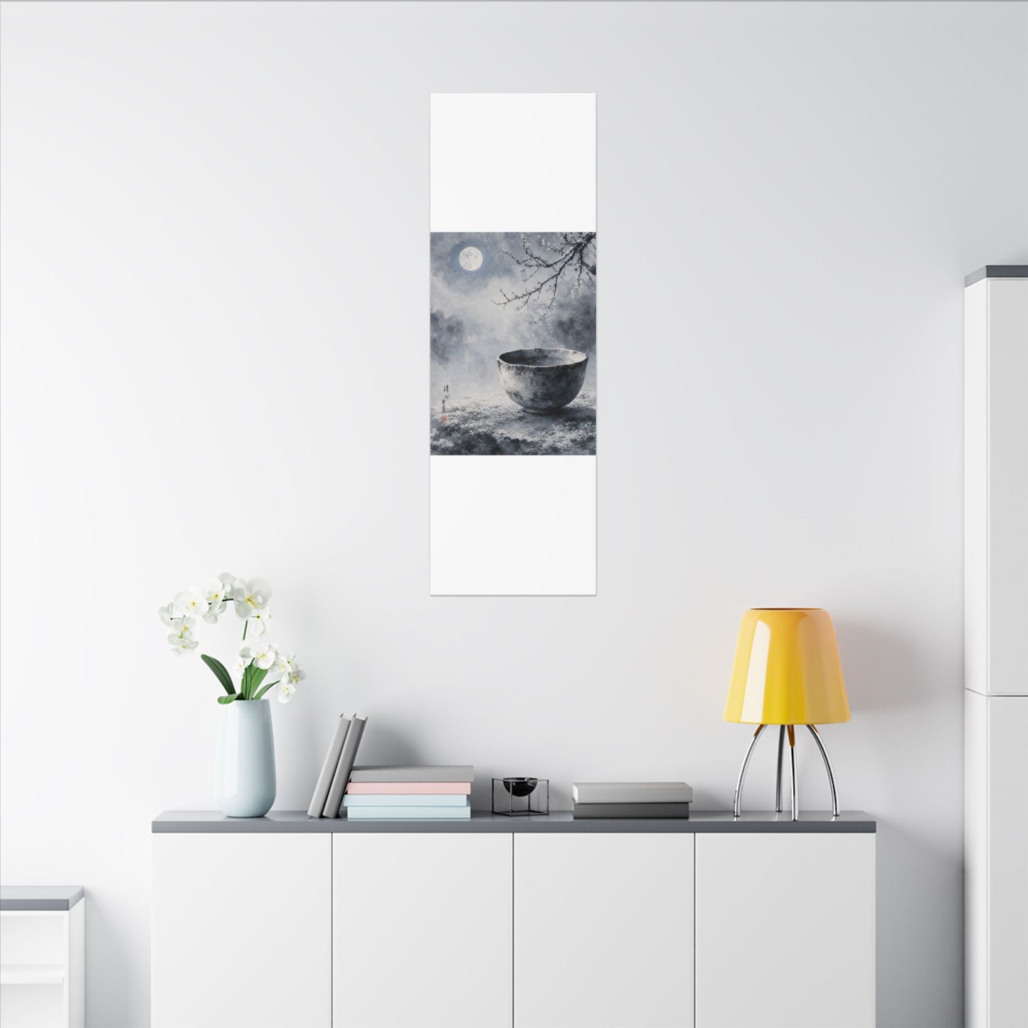 Seijaku Ceramic Bowl Canvas Art - Zen Sumi E