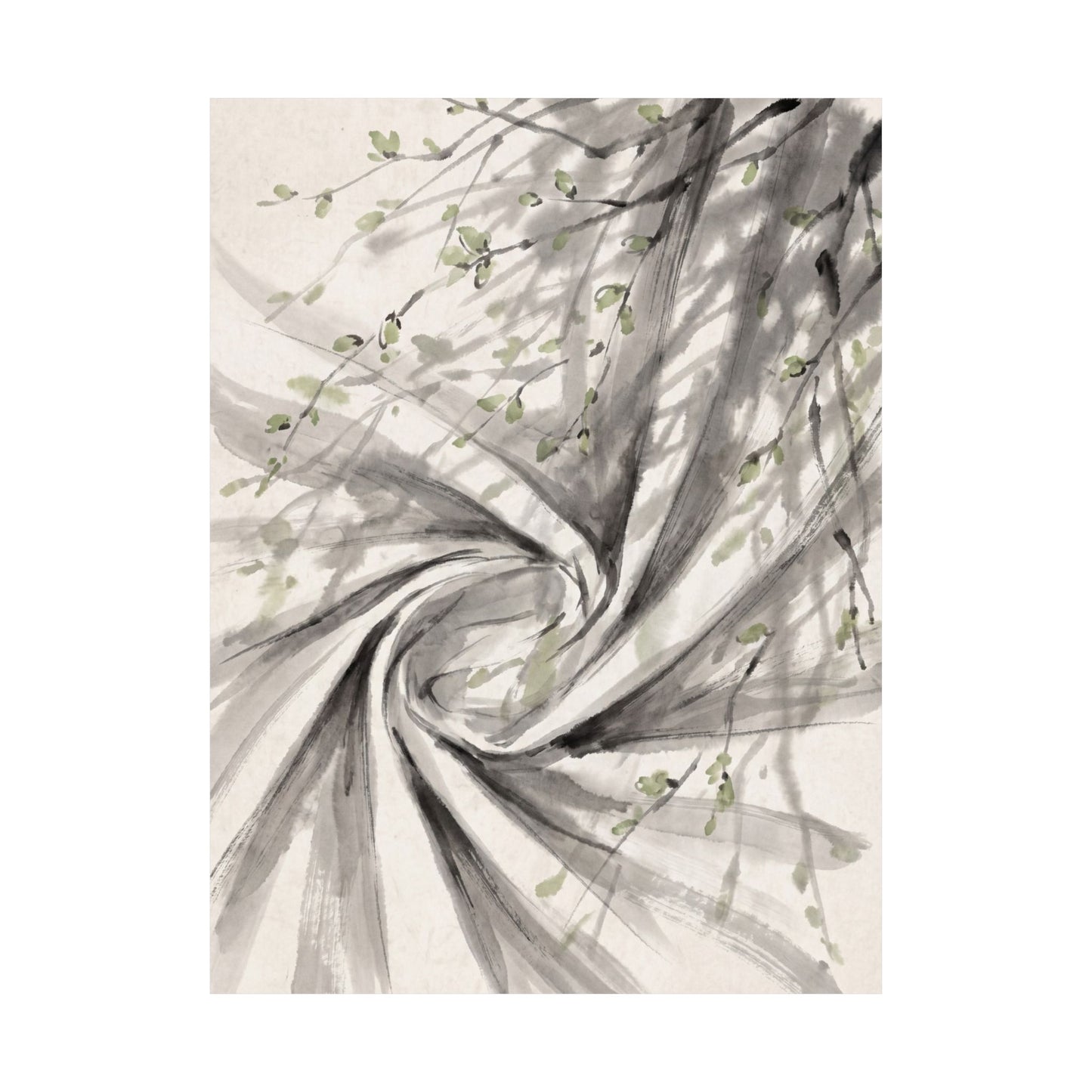 Silk Drape Wall Art Print | Spring Zen Sumi E Art