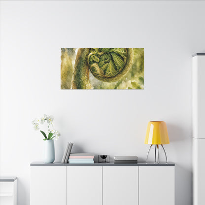 Japandi Fern Unfurling in Dappled | Watercolor Canvas Art