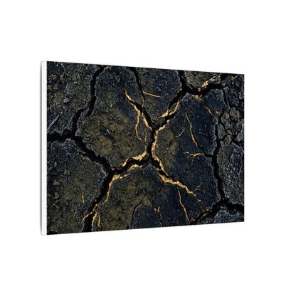 Overcast Cracked Earth Canvas Art - Dark Japandi Ma