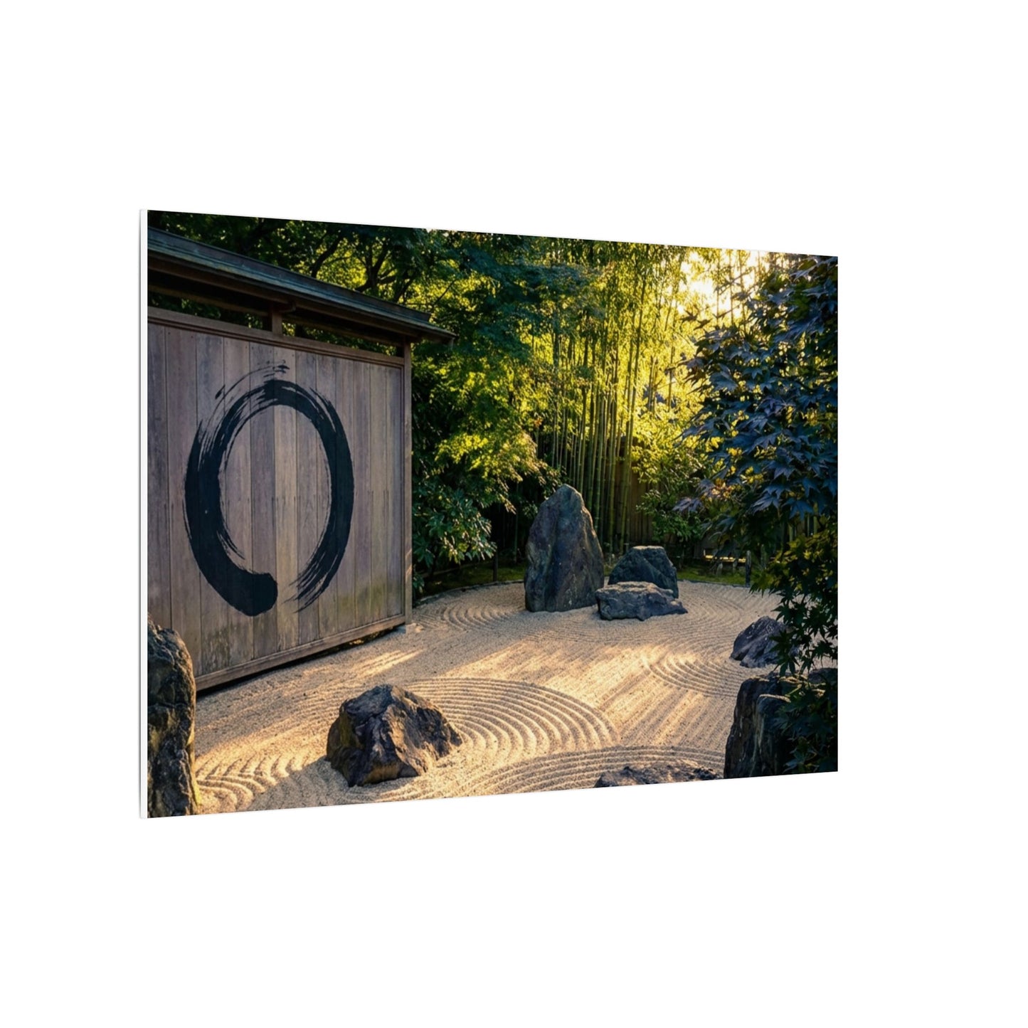 Rock Garden Enso Canvas Art | Tranquil Zen Art