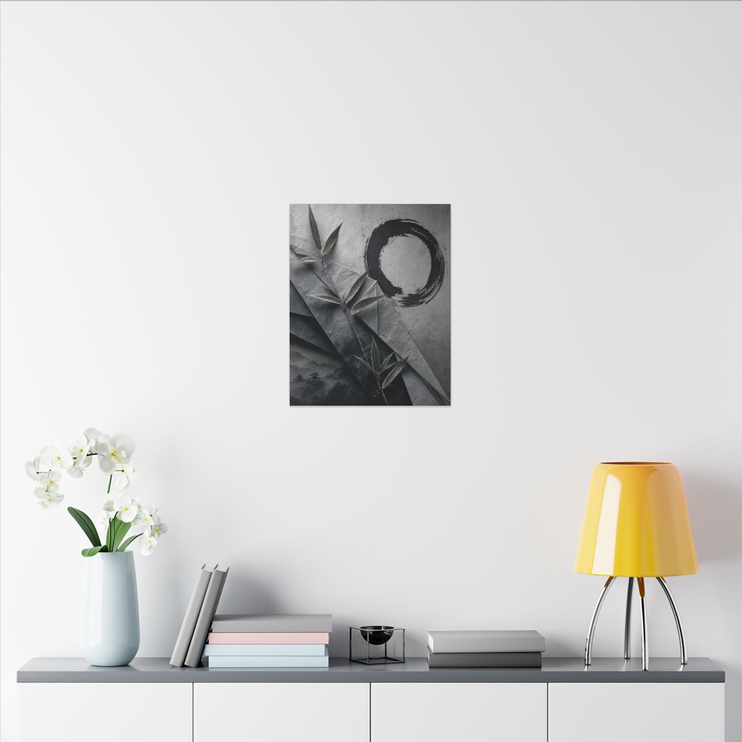 Winter Paper Fold Enso Canvas Art | Serene Decor