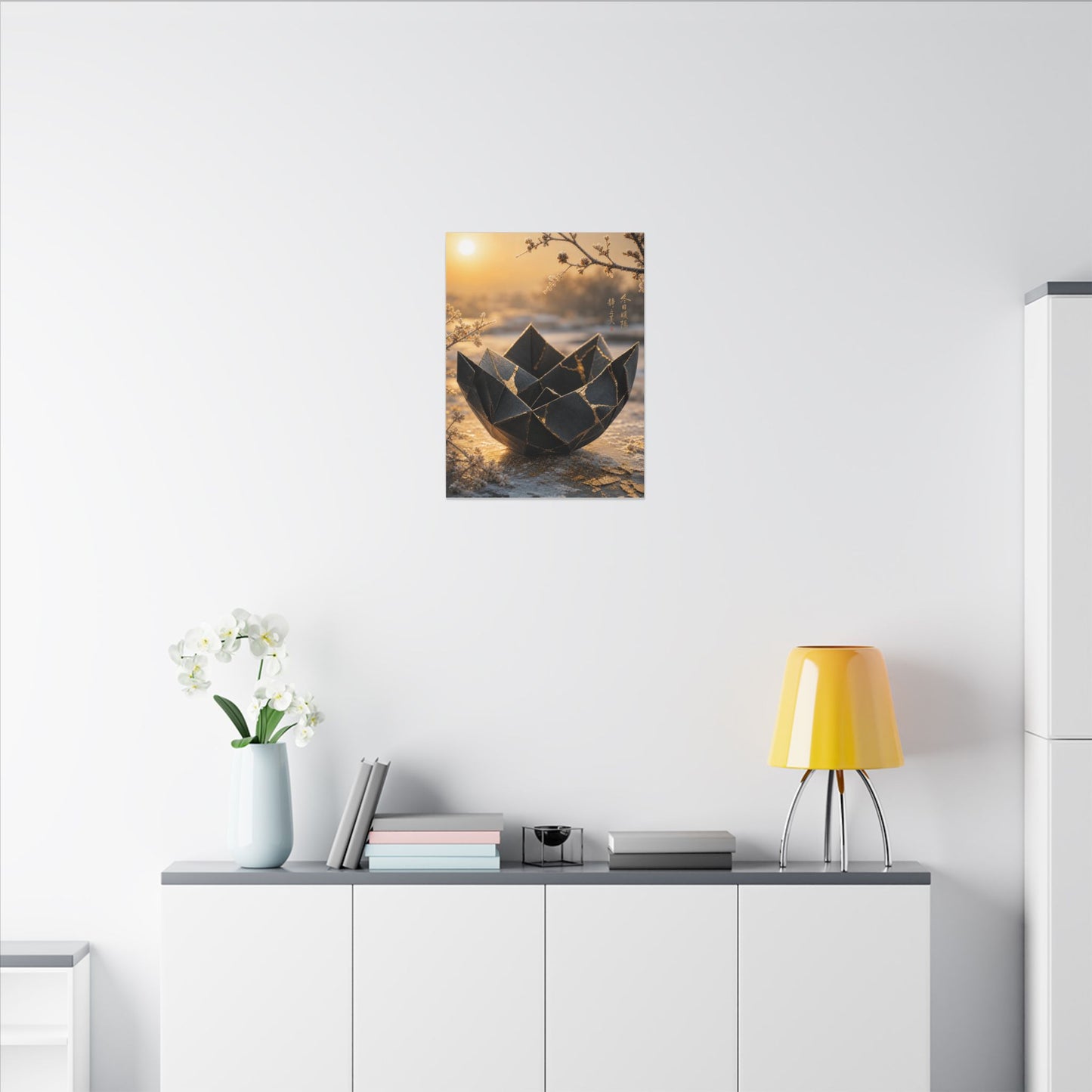 Kintsugi Paper Fold in Golden Hour | Gold Repair Canvas Art
