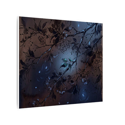 Bold Cherry Blossom Canvas Art - Charcoal Ink Dark Japandi
