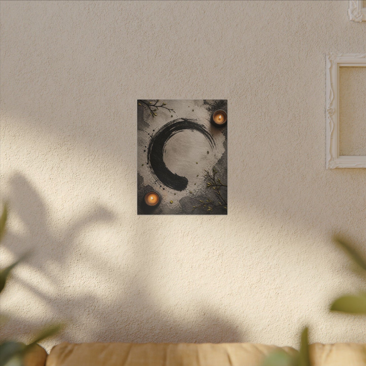 Candlelight Ink Brushstroke Canvas Art - Zen Ma