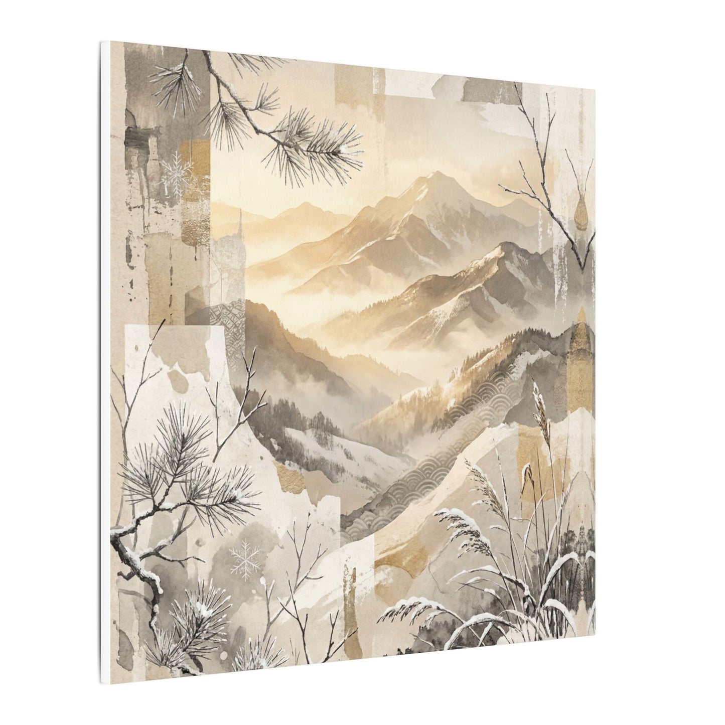 Shibui Mountain Mist Canvas Art - Japandi Japanese Pattern