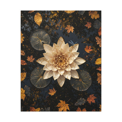 Kintsugi Lotus Flower in Dappled | Gold Repair Canvas Art