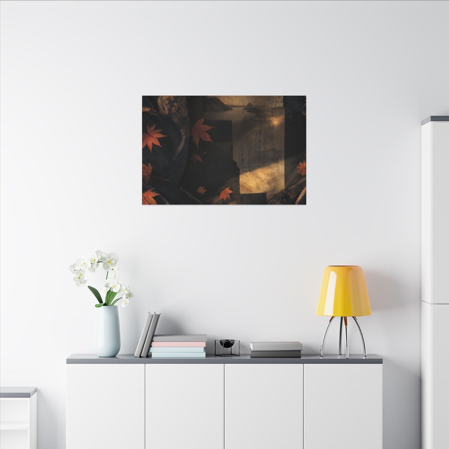 Autumn Silk Drape Shadow Zen Canvas Art | Bold Decor