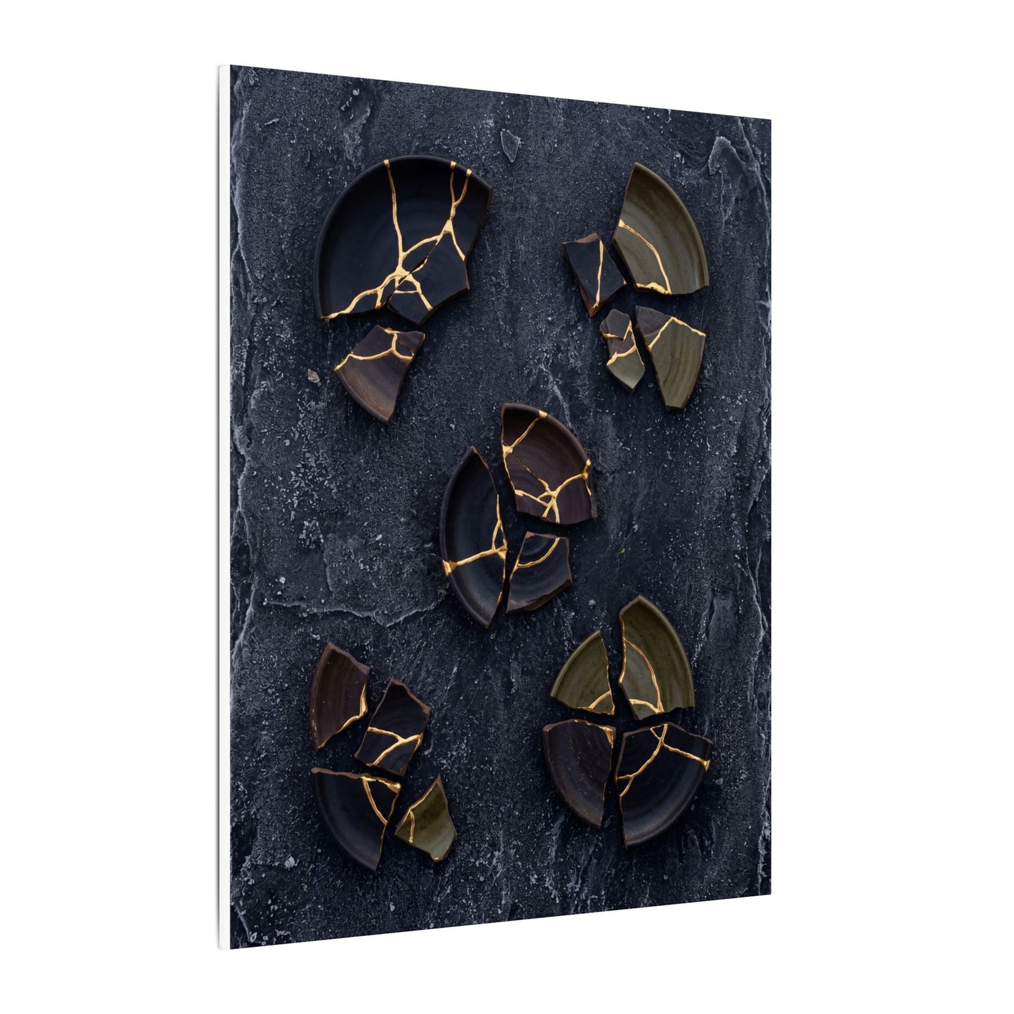 Broken Pottery Canvas Art | Winter Dark Japandi Shadow Zen Art