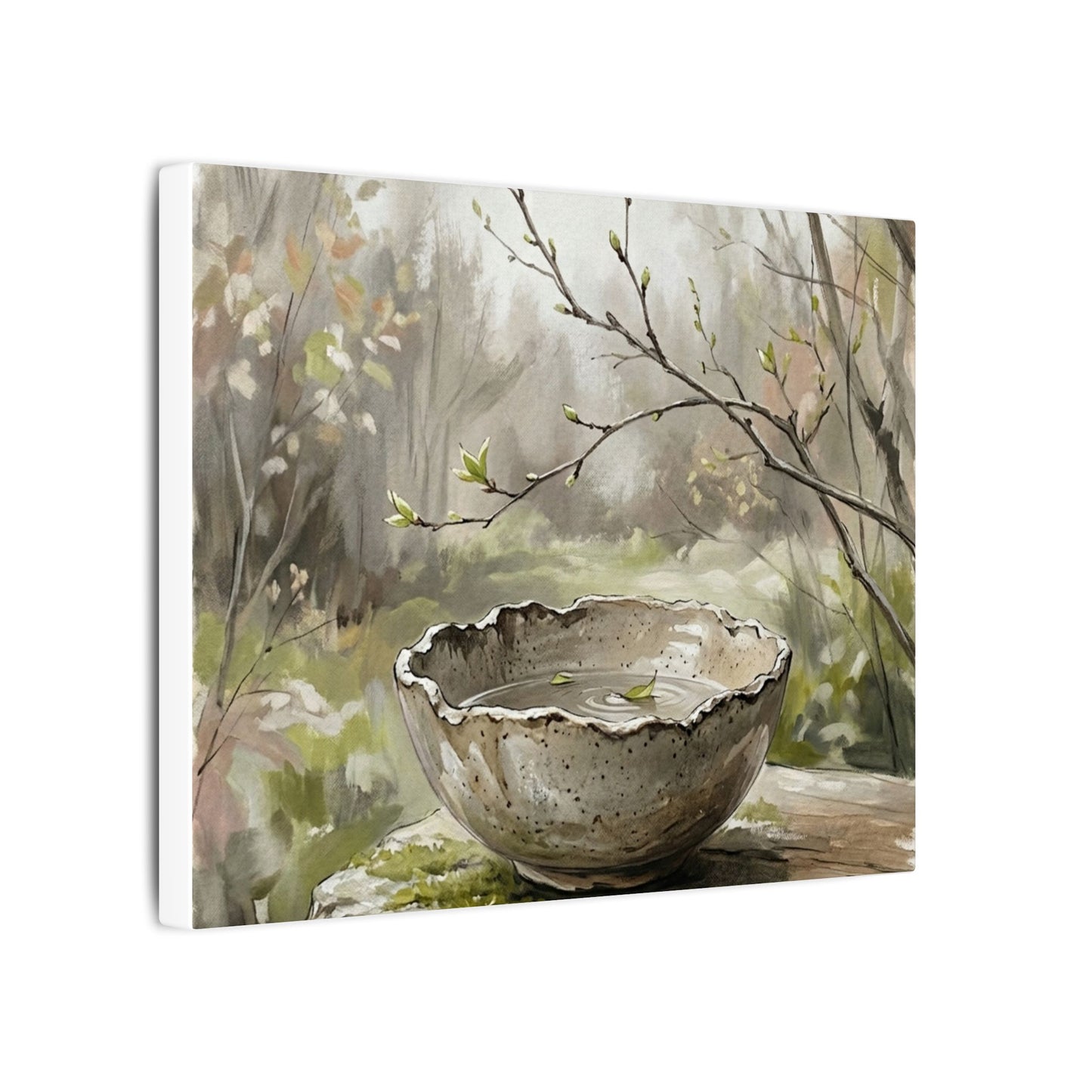 Japandi Ceramic Bowl in Overcast | Minimal Line Canvas Art