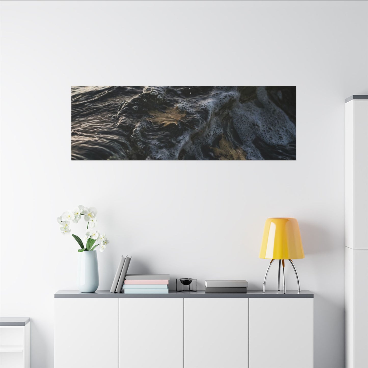 Dark Japandi Ocean Wave in Dawn | Moody Minimal Canvas Art