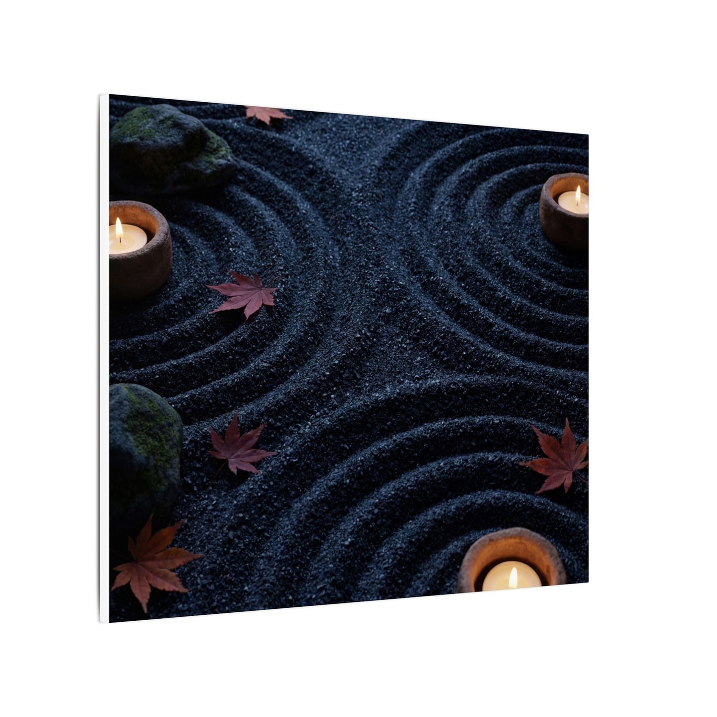 Seijaku Rock Garden Canvas Art - Dark Japandi Dark Texture