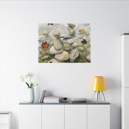 Overcast River Stones Canvas Art - Japandi Fukinsei