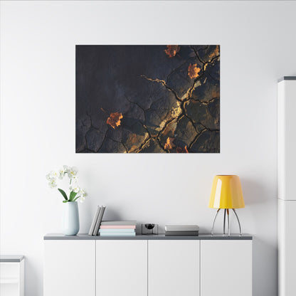 Cracked Earth Canvas Art | Autumn Dark Japandi Dark Texture Art