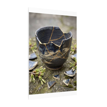Datsuzoku Ceramic Bowl Canvas Art - Kintsugi Gold Repair