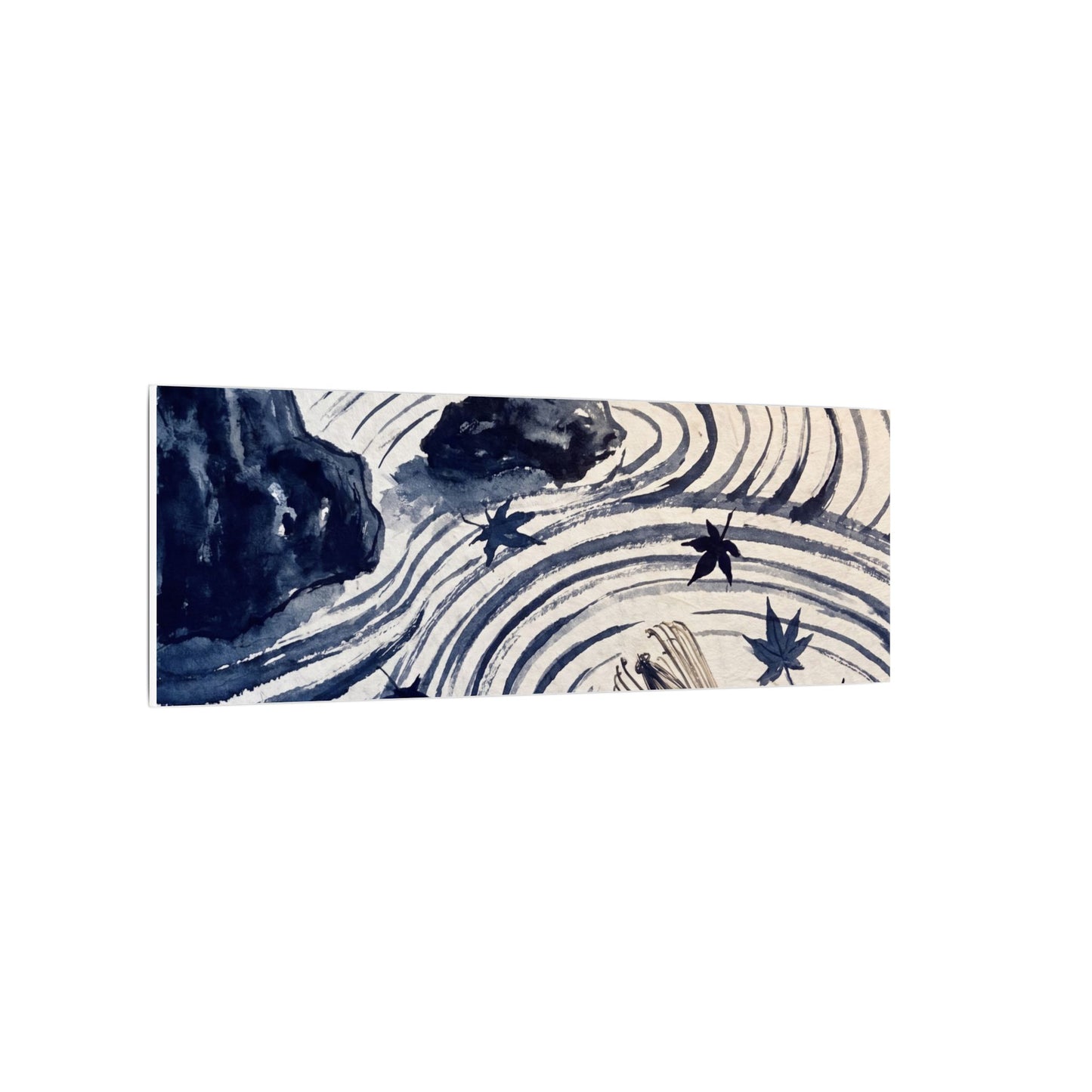 Zen Rock Garden in Golden Hour | Sumi E Canvas Art