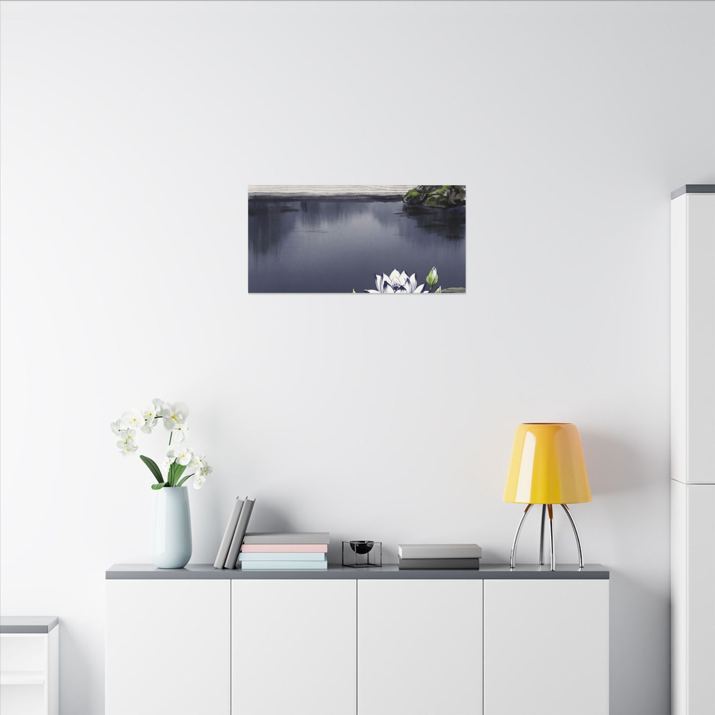 Lotus Flower Karesansui Canvas Art | Tranquil Zen Art