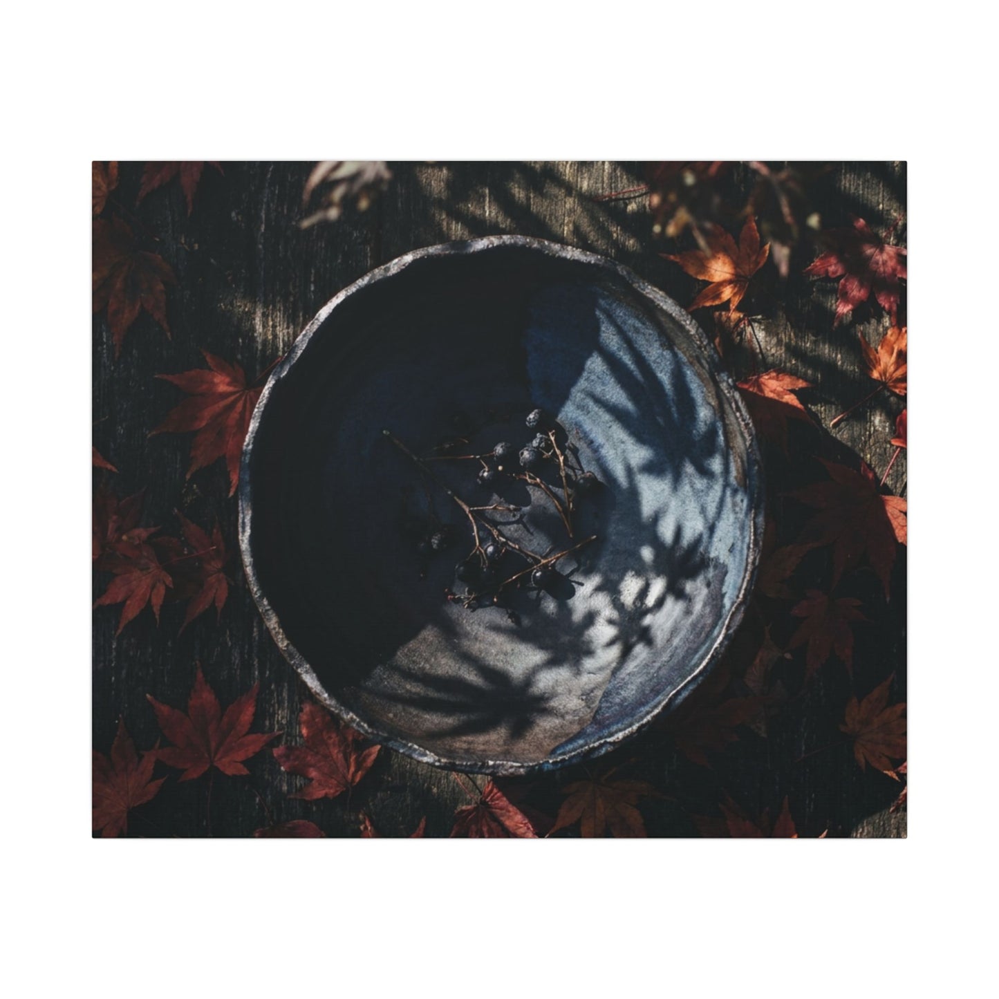Autumn Ceramic Bowl Shadow Zen Canvas Art | Bold Decor