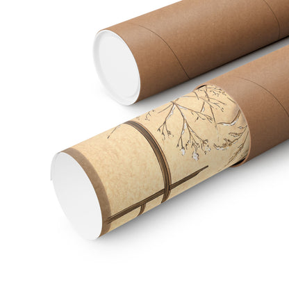 Japandi Shoji Screen in Golden Hour | Minimal Line Wall Art Print