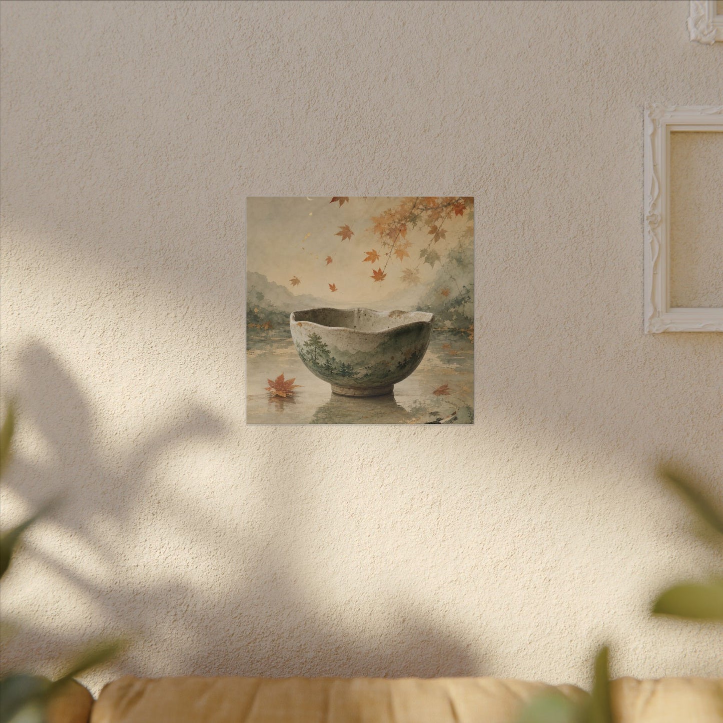 Autumn Ceramic Bowl Watercolor Canvas Art | Cozy Decor