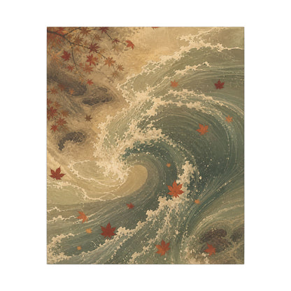 Japandi Ocean Wave in Candlelight | Japanese Pattern Canvas Art