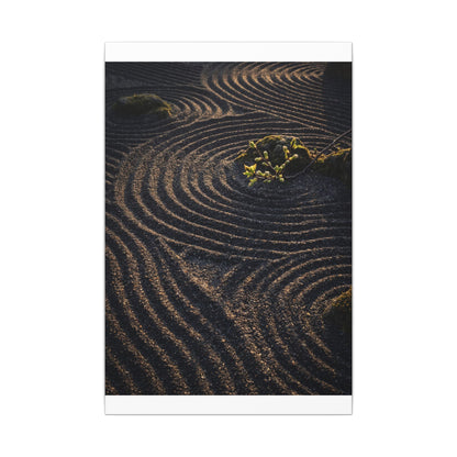 Spring Rock Garden Shadow Zen Canvas Art | Atmospheric Decor
