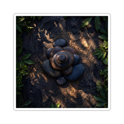 River Stones Summer Sticker | Dark Japandi Atmospheric Design Art Print