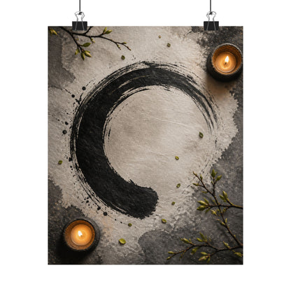 Peaceful Ink Brushstroke Wall Art Print - Enso Zen