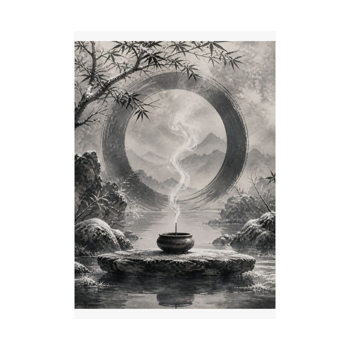 Dappled Incense Smoke Wall Art Print - Zen Seijaku