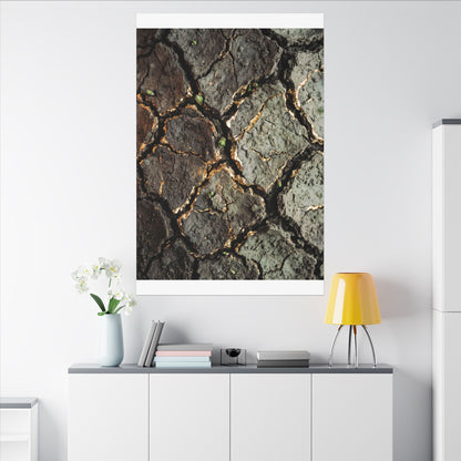 Earthy Cracked Earth Canvas Art - Japanese Pattern Japandi