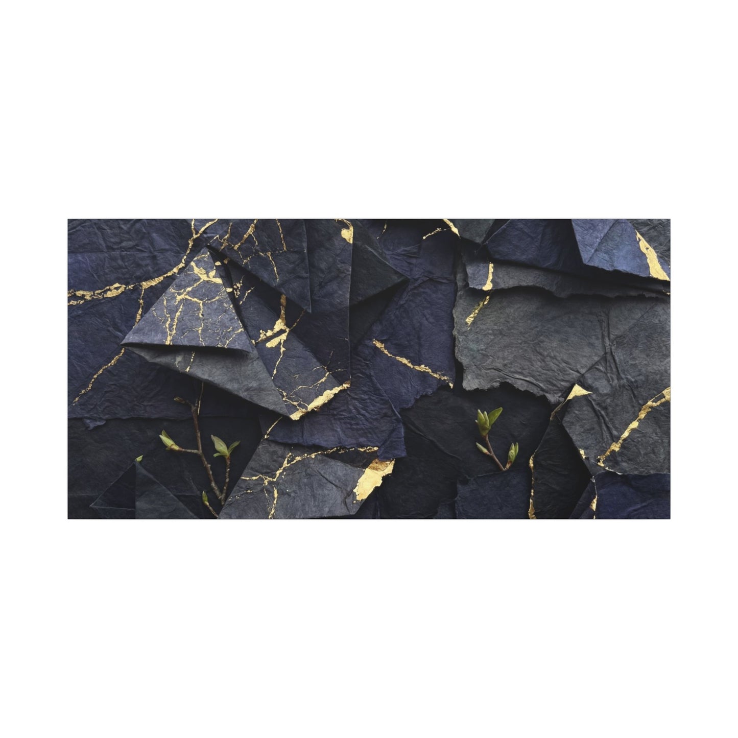 Beautiful Paper Fold Canvas Art - Crackle Gold Kintsugi