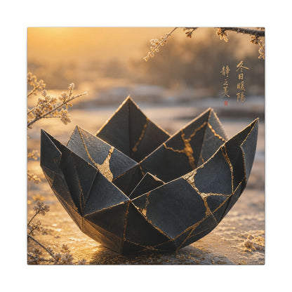 Kintsugi Paper Fold in Golden Hour | Gold Repair Canvas Art