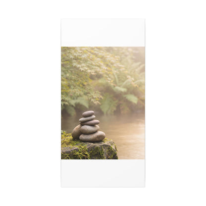 Cozy River Stones Canvas Art - Japanese Pattern Japandi