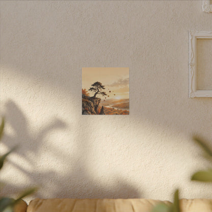 Pine Tree Autumn Canvas Art | Japandi Warm Design
