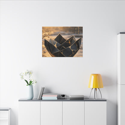Kintsugi Paper Fold in Golden Hour | Gold Repair Canvas Art