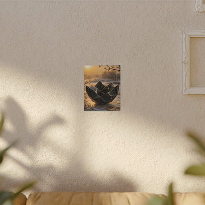 Kintsugi Paper Fold in Golden Hour | Gold Repair Canvas Art