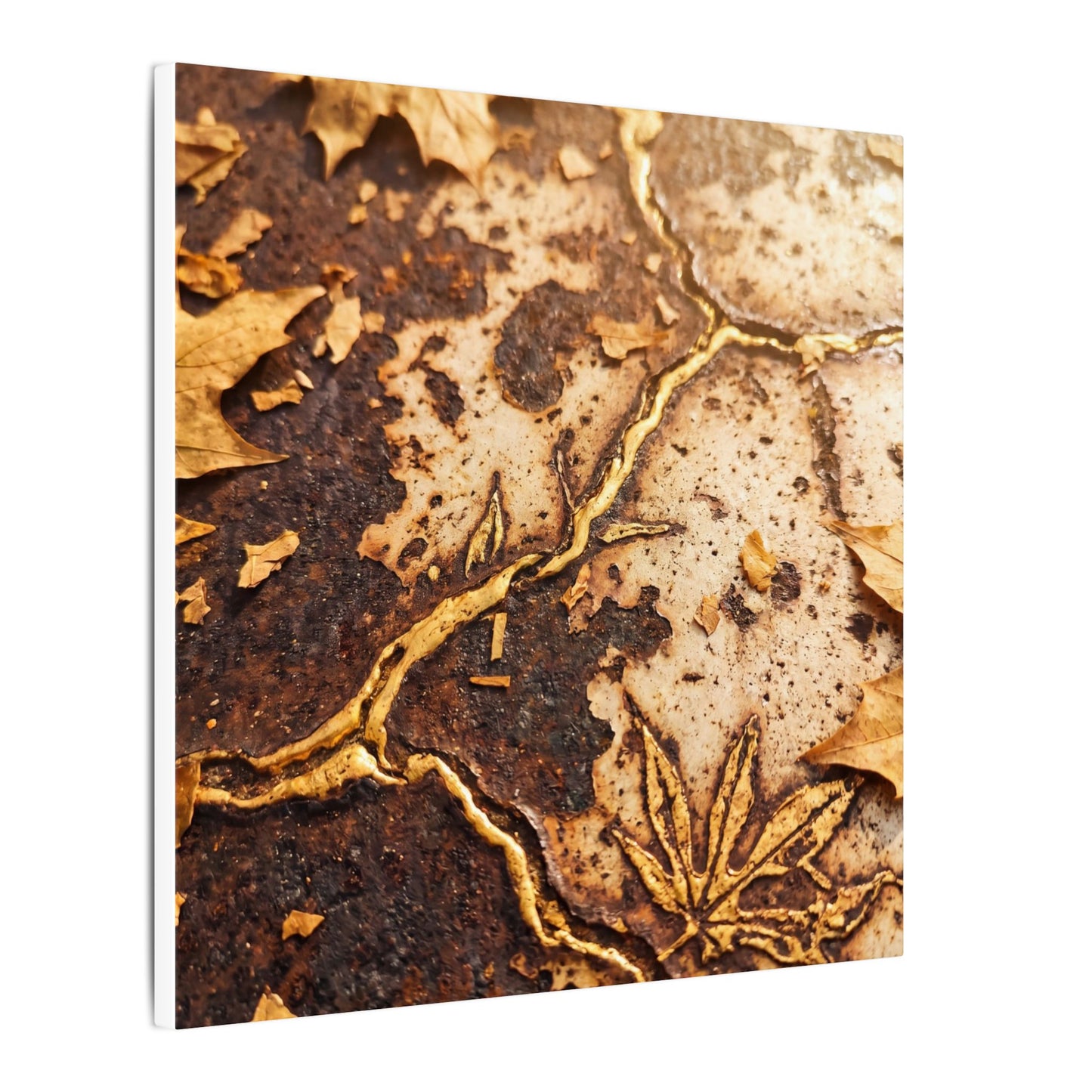 Kintsugi Rust Patina in Golden Hour | Gold Vein Canvas Art