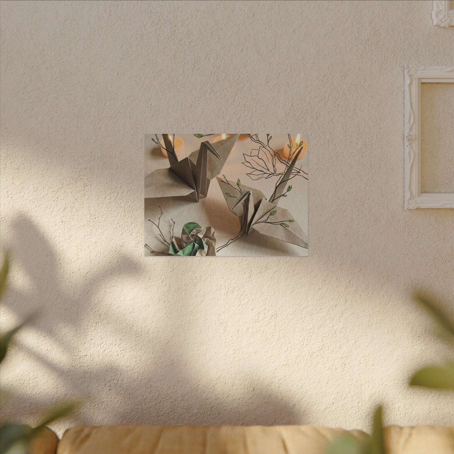 Paper Fold Spring Canvas Art | Japandi Earthy Design