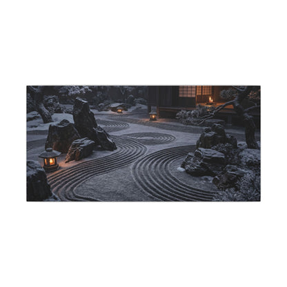 Candlelight Rock Garden Canvas Art - Dark Japandi Fukinsei