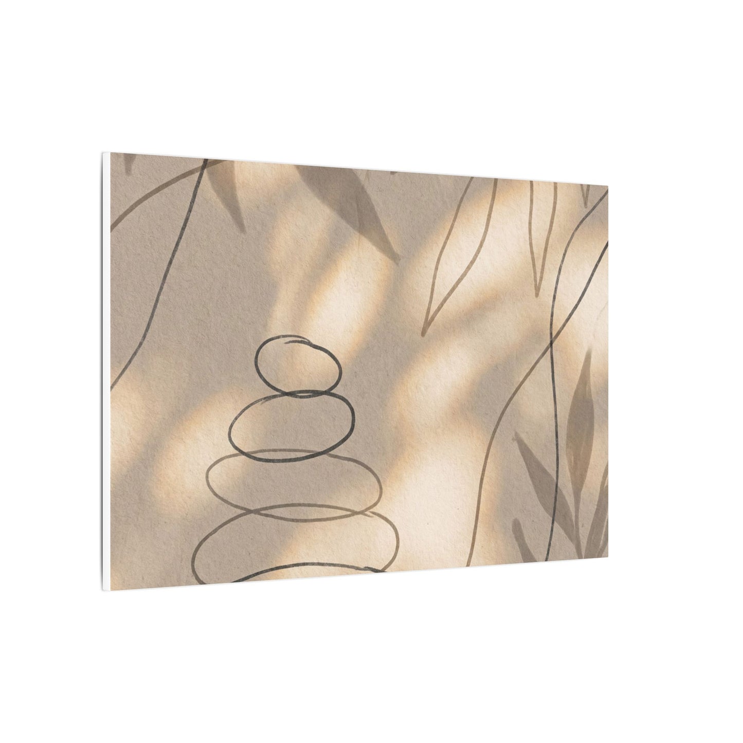 River Stones Minimal Line Canvas Art | Earthy Japandi Art