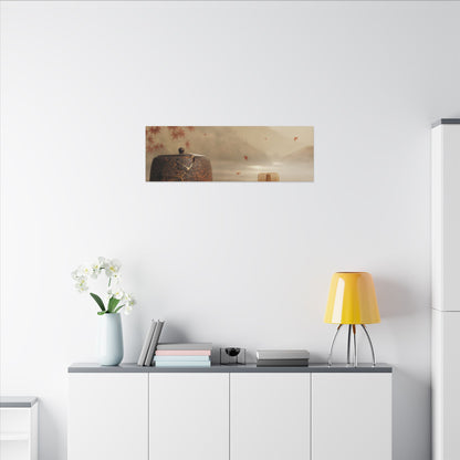 Tea Ceremony Canvas Art | Autumn Kintsugi Gold Vein Art