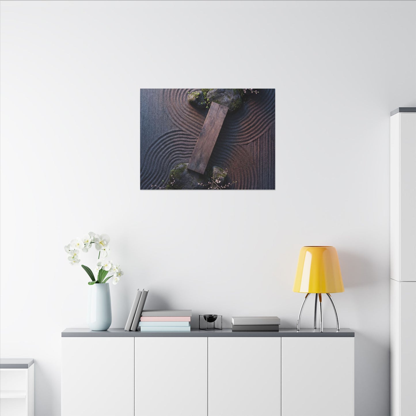 Spring Rock Garden Moody Minimal Canvas Art | Atmospheric Decor
