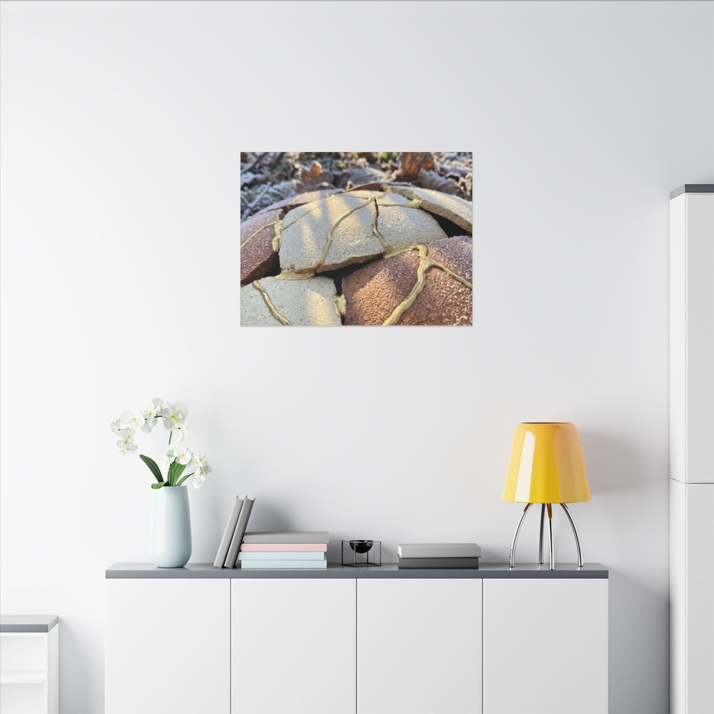 Broken Pottery Crackle Gold Canvas Art | Healing Kintsugi Art
