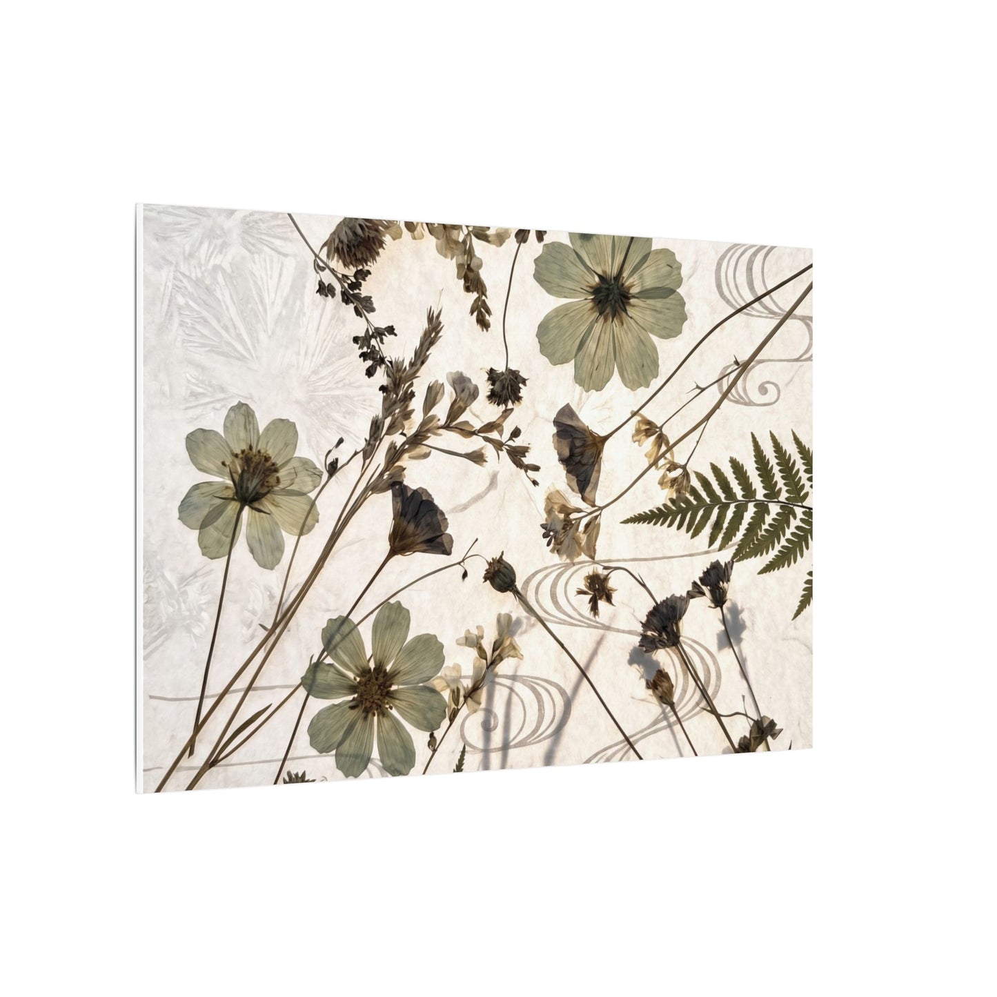 Japandi Dried Flowers in Golden Hour | Japanese Pattern Canvas Art