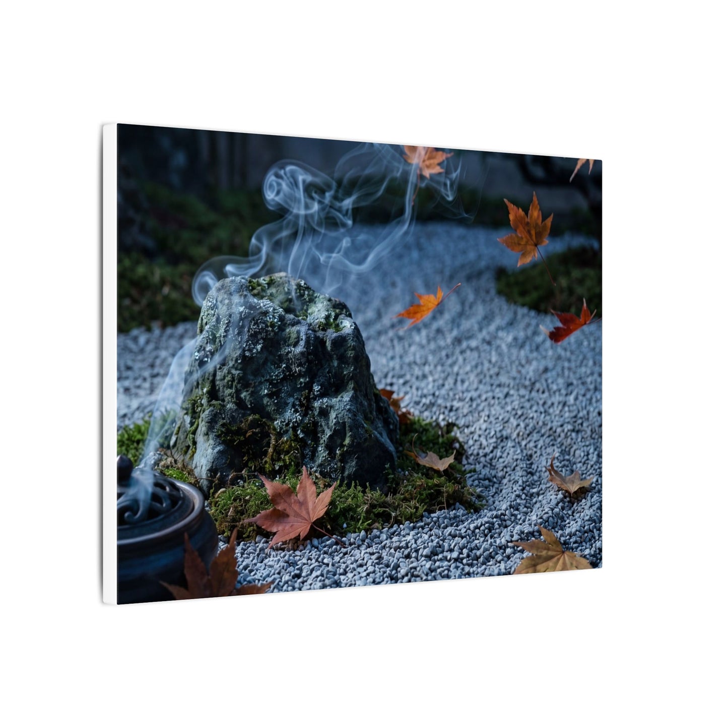 Autumn Incense Smoke Karesansui Canvas Art | Calm Decor